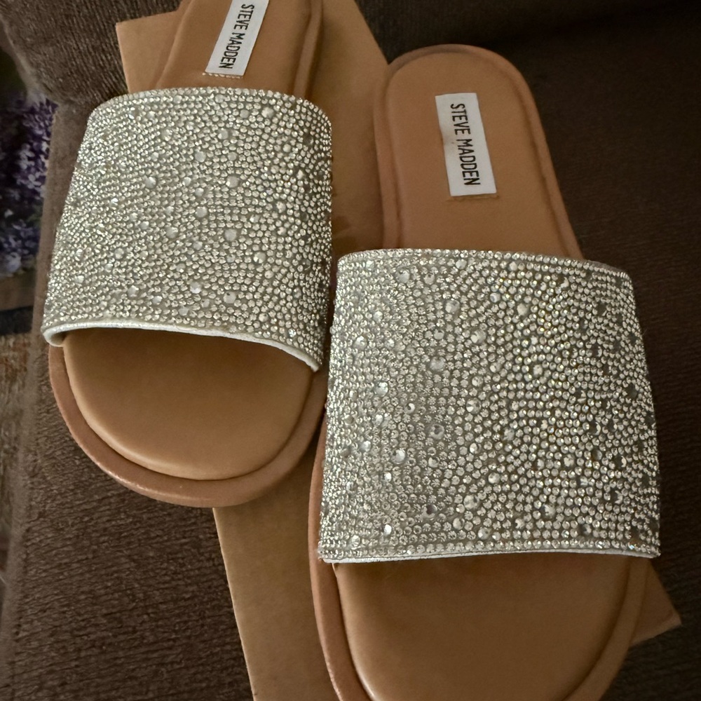 Steve Madden Rhinestone Embellished Sandals - Tan